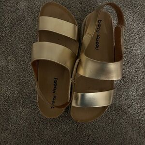 Dirty Laundry Gold strapped platform sandal